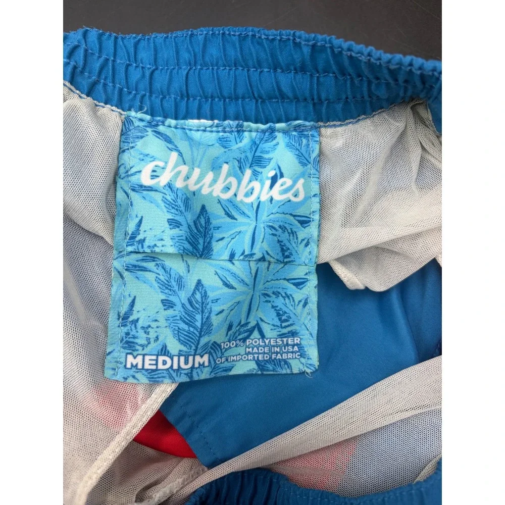 Chubbies Men's Medium Swim Trunks Red Blue Colorblock Mesh Lined Made USA